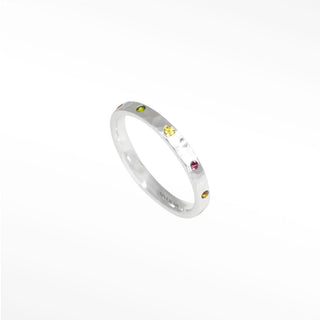 Forged Multi Tourmaline Cigar Band Ring | Sterling Silver