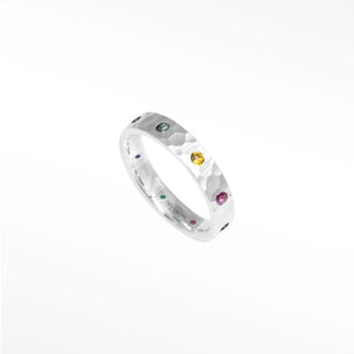 Forged Multi Tourmaline Cigar Band Ring | Sterling Silver