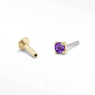 Amethyst threadless top and titanium labret shown separately