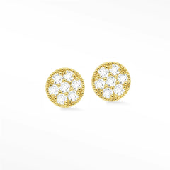 Glazed Donut Gold Diamond Stud Earrings | 14K Gold