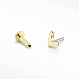 Flat Back Earrings Threadless 14k Gold Chevron | Wynning Stud