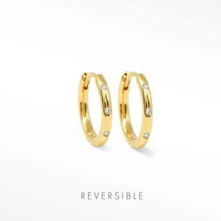 Nina Wynn Ellie 13mm 18K gold vermeil reversible hoops with lab-grown diamond accents.