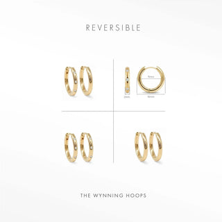 Ellie diamond gold hoop earrings 14k with sleek reversible design and small diamond accents on one side