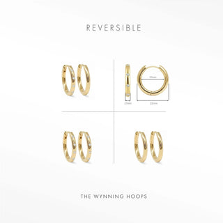 Ellie diamond gold hoop earrings 14k with reversible sleek minimalist design and small embedded stones