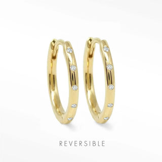 Ellie Diamond Gold Hoop Earrings 14k 28mm by Nina Wynn, product view