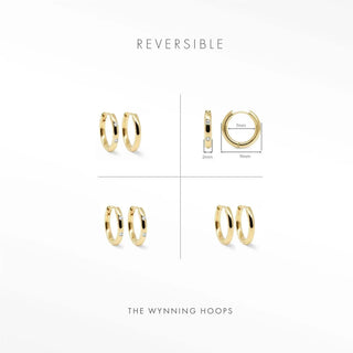 Ellie diamond gold hoop earrings 14k reversible design with small diamond accents on one side in sleek minimalist style