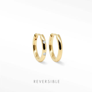 Ellie diamond gold hoop earrings 14k featuring reversible design with clear gemstones on gold hoop earrings 14k