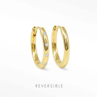 Ellie 22mm 18K gold vermeil hoops showing the diamond-accented front and smooth gold reverse.