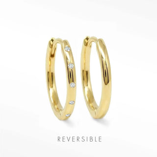 Ellie 28mm 18K gold vermeil hoops showing lab-grown diamonds along one face and a polished reverse.