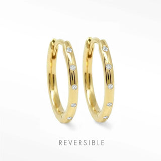Nina Wynn Ellie 28mm 18K gold vermeil reversible hoop earrings with lab-grown diamond accents.