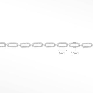 Hammer Paperclip 8mm chain in Solid 14K White Gold, sample reference image 1