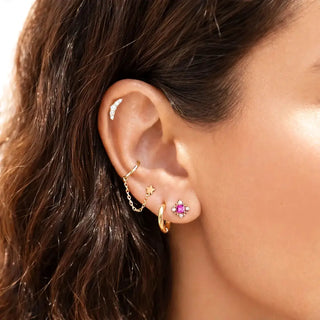 Gold-toned diamond flatback earrings flat back crescent moon design with clear crystals 14k yellow gold