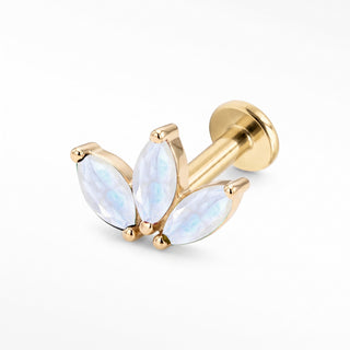 Flat Back Earrings Threadless Moonstone 14k Gold Baby Lotus | Wynning Stud