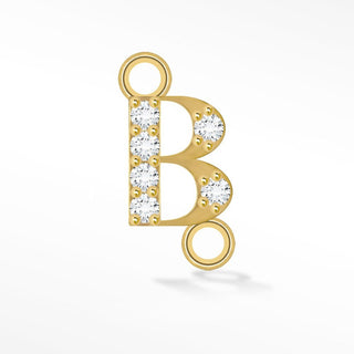 Initial 5mm with Pave Diamonds on 14k Gold Sideways Connectors for Permanent Jewelry - Nina Wynn
