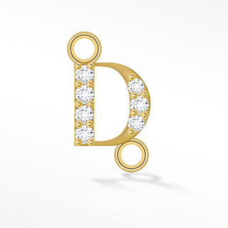 Initial 5mm with Pave Diamonds on 14k Gold Sideways Connectors for Permanent Jewelry - Nina Wynn