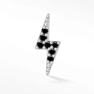 Black diamond flat back earring lightning bolt 14k white - 14k gold