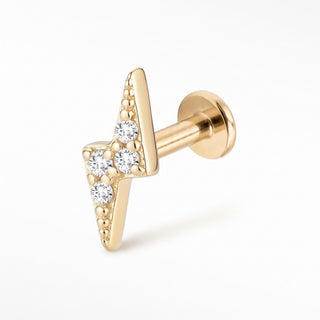 Lightning Bolt Lab-Grown Diamond flat back earring in solid 14K Yellow Gold