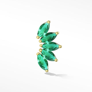 Lotus Emerald Flat Back Earring 14k Yellow Gold - Nina Wynn