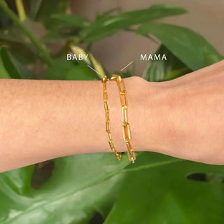 Gold-toned mama paperclip vermeil bracelet with bold rectangular chain-link design 8 inch paperclip gold vermeil accessory