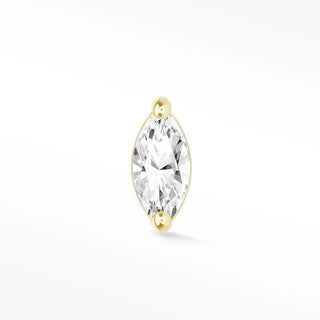 A radiant marquise-cut moissanite 14k yellow gold flat back earring in sleek prong setting from the wynning studs