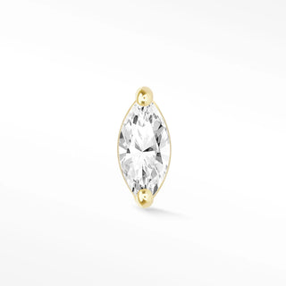 A radiant marquise-cut moissanite 14k yellow gold flat back earring in sleek prong setting from the wynning studs