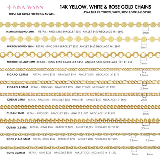 Mirror Round 3mm Necklace 14k Yellow Designer Line for Permanent Jewelry - Nina Wynn