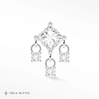 Moissanite flat back earring 14k white - 14k gold
