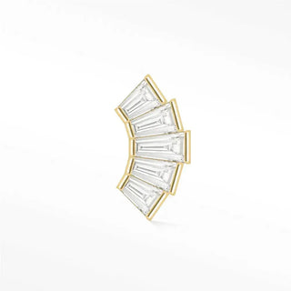Flat back earring moissanite sunburst baguette climers small 14k yellow - 14k gold