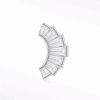 Flat back earring moissanite sunburst baguette climers med 14k white - 14k gold