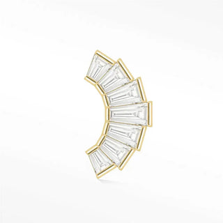 Flat back earring moissanite sunburst baguette climers med 14k yellow - 14k gold
