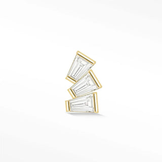 Moissanite flat back earring baguette 14k yellow - 14k gold / left