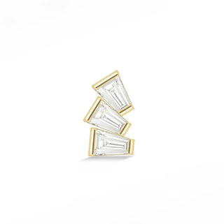 Moissanite flat back earring baguette 14k yellow - 14k gold / right