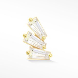 Moissanite Flat Back Earring Baguette 14k Yellow - Nina Wynn