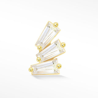 Moissanite Flat Back Earring Baguette 14k Yellow - Nina Wynn