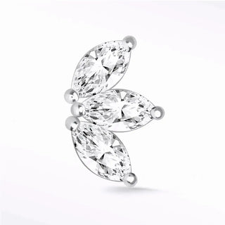 Moissanite flat back earring large baby lotus 14k white - 14k gold