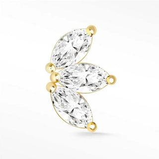 Moissanite flat back earring large baby lotus 14k yellow - 14k gold
