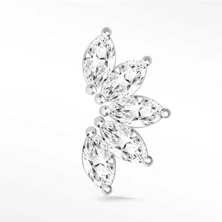 Moissanite flat back earring large lotus 14k white - 14k gold