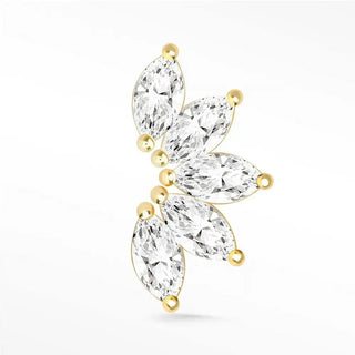 Flat back earring large lotus moissanite 14k yellow - 14k gold