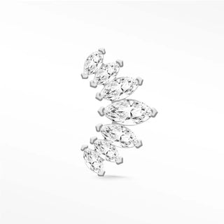 Moissanite flat back earring lotus 14k white - 14k gold