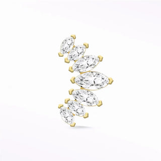 Moissanite flat back earring lotus 14k yellow - 14k gold