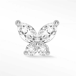Moissanite flat back earring med butterly 14k white - 14k gold