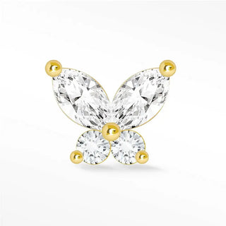 Moissanite flat back earring med butterly 14k yellow - 14k gold