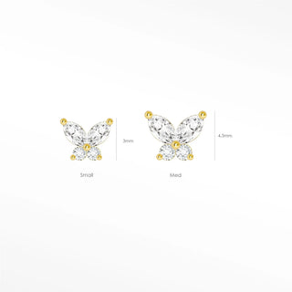 Flat back earrings butterly moissanite 14k yellow