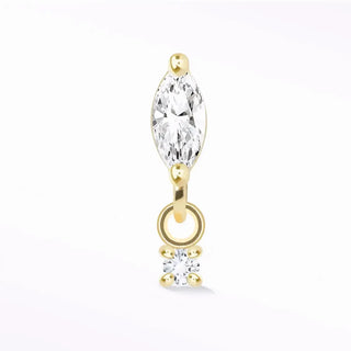 Moissanite flat back earring movement 14k yellow - 14k gold