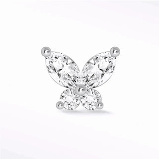 Moissanite flat back earring small butterly 14k white - 14k gold