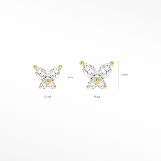 Flat back earrings butterly moissanite 14k yellow