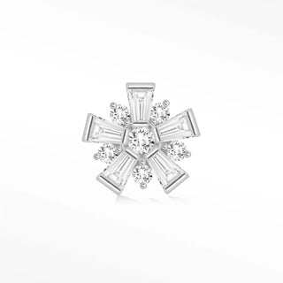 Moissanite flat back earring snow flower 14k white - 14k gold
