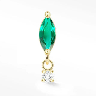 Movement natural emerald flat back earring 14k yellow gold - 14k