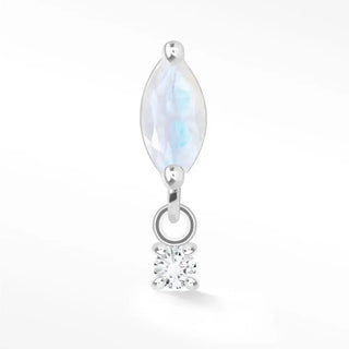 Moonstone flat back earring movement 14k white - 14k gold