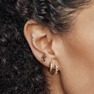 Moonstone flat back earring movement 14k white - 14k gold